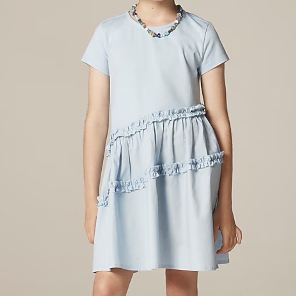 J crew Girls' asymmetrical mixy dress gentle sea